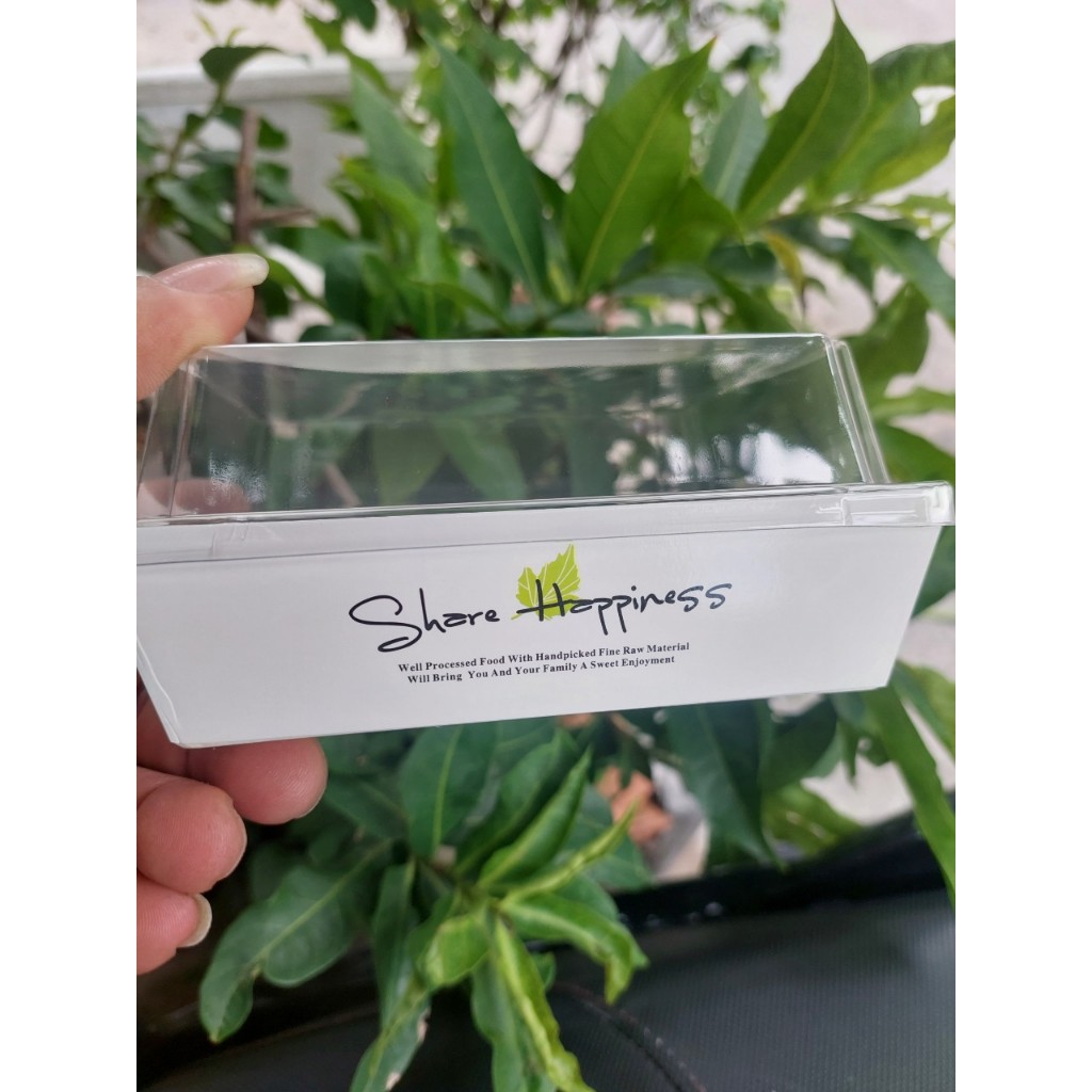 50 Hộp giấy Kraft đựng bánh – Hộp giấy kraft vuông nắp nhựa trong có chữ