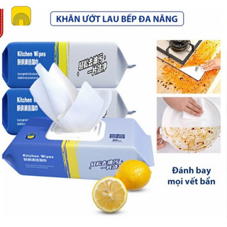 Combo 3 gói khăn lau bếp , 1 gói 80 tờ giấy ướt vệ sinh nhà bếp, bát đĩa siêu dai an toàn cho da tay
