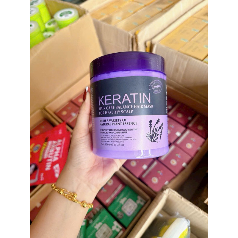 Kem hấp, ủ tóc KERATIN tím - nâu 1000ml