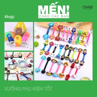 Kẹp Nút Bấm Cuốn Thu Gọn Dây Tai Nghe, Cáp Sạc - Quấn Dây Chống Rối Nút Bấm Hình Cute