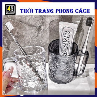 Cốc Nhựa Uống Nước Vân Pha Lê Sang Trọng - Ly Đánh Răng, Súc Miệng - Ly Uống Cà Phê 300ML Hiện Đại