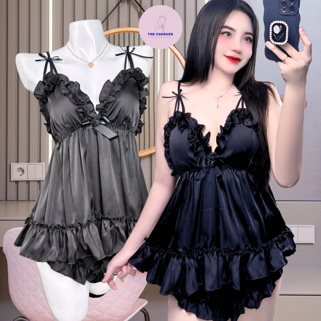Đồ Ngủ Sexy Bigsize 50-100kg Nữ Set 2 Dây Lụa Mặc Nhà  THECHARGER