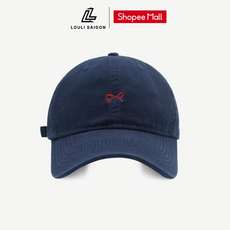 Mũ lưỡi trai nữ LOULI SAIGON thêu nơ nhỏ, vải kaki, form mềm M65