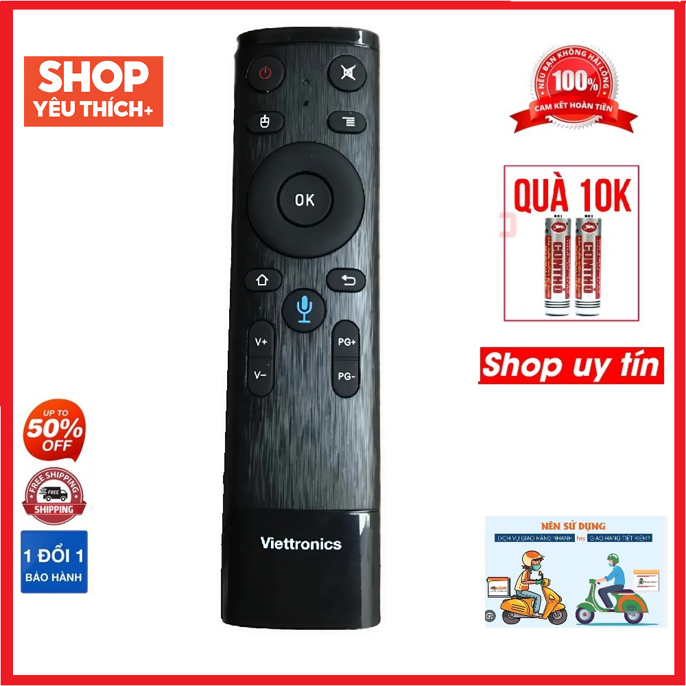 ĐIều khiển remote từ xa dùng cho tivi viettronics chuột bay và giọng nói-đầu bấm tivi viettronics ch