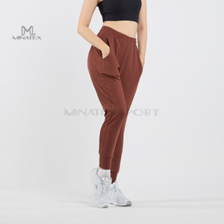 Quần jogger thể thao nữ tập gym yoga, cạp cao có túi rộng MINATEX, vải mịn đàn hồi tốt đường may đẹp chắc chắn - J1