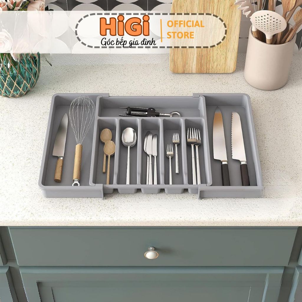 Khay Chia Ngăn Đựng Đũa Thìa Trong Ngăn Kéo Có Thể Điều Chỉnh Kích Thước Tiện Dụng Chất Liệu Nhựa PP