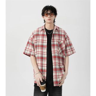Áo Sơ Mi The YVIEN YVSM05 Vải Dạ Ngắn Tay Kẻ Caro Mùa Hè Menwears