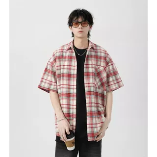 Áo Sơ Mi The YVIEN YVSM05 Vải Dạ Ngắn Tay Kẻ Caro Mùa Hè Menwears