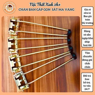 chân bàn gấp gọn, chân sắt mạ vàng chống rỉ chắc chắn ( 4 chân + tặng vít + cao su chống trượt)