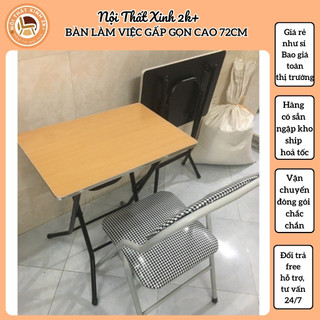 Bàn học bàn làm việc gấp gọn viền kim loại chân cao 72cm sơn tĩnh điện siêu bền