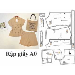 Rập bộ short áo cổ bẻ - rập giấy mã 1048 (BẢN VẼ)