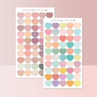 Set 50 miếng dán sticker trái tim màu pastel TE63