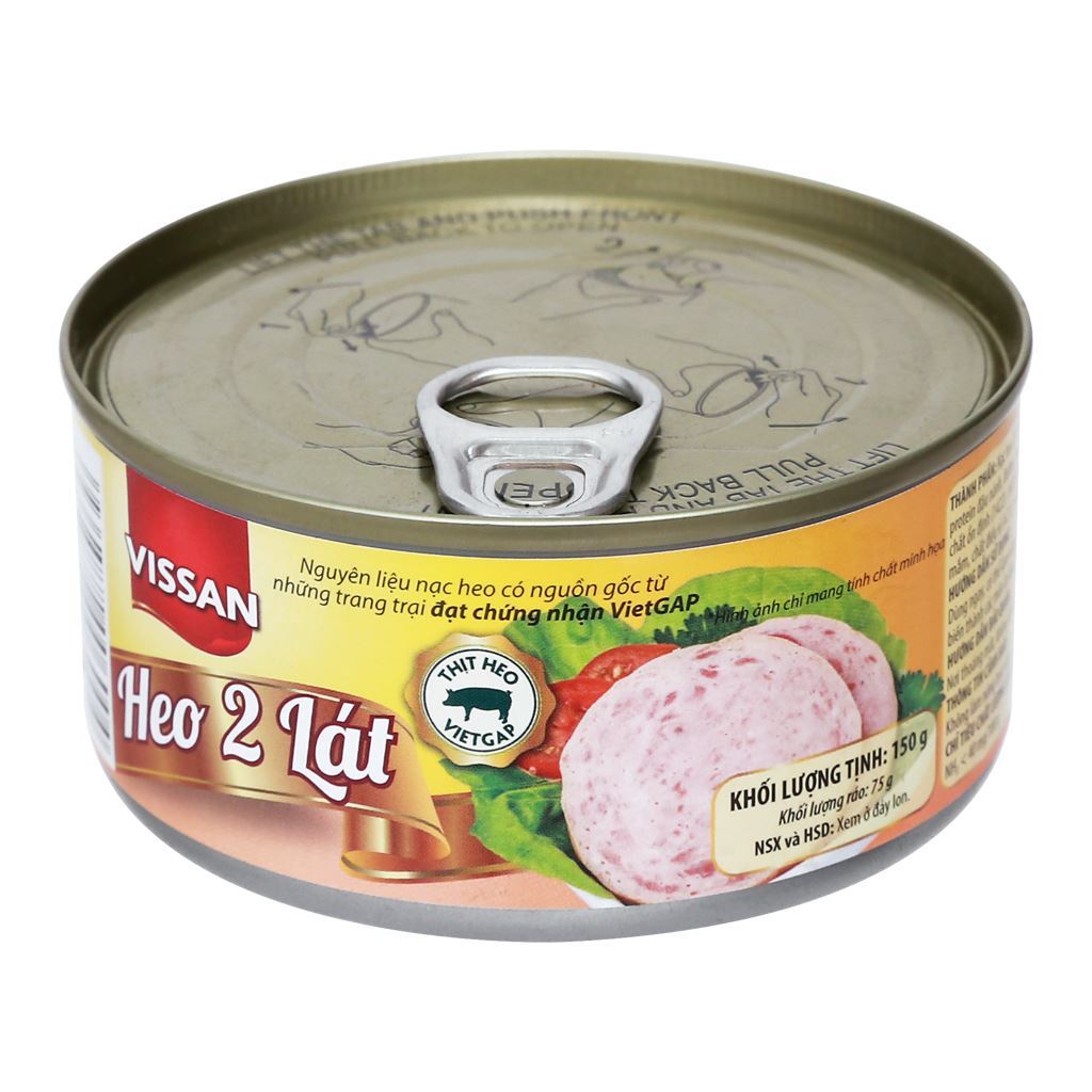 Heo hai lát/Sườn nấu đậu/Pate gan heo/Pate thịt heo Vissan hộp thiếc (150-170g)