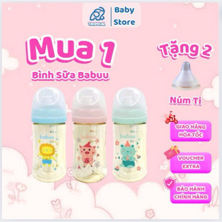 Bình sữa Babuu Bình sữa ,Babuu cổ rộng PPSU  (Tặng thêm quà núm ty tổng nhận 3 núm )