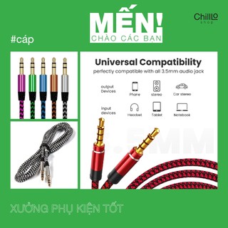 Dây Cáp Audio 2 đầu Jack 3.5mm AUX Bọc Dù - Dây Kết Nối Video, Audio, Lấy Nhạc Chuẩn Kết Nối Jack 3.5mm to 3.5mm