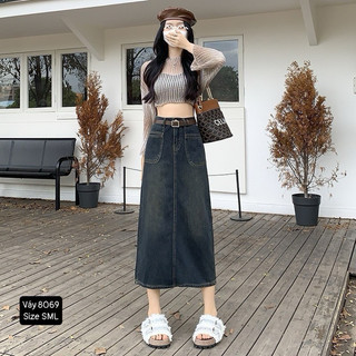 Chân váy bò xẻ sau 2 túi trước hot trend#01