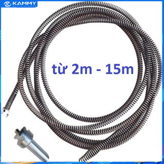 【HCM/24H Dây thông tắc cống, thông bồn cầu lò xo INOX siêu bền từ 5m/10m/15m lắp cùng máy khoan đã có đầu nối