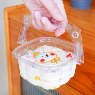 100 Hộp trong đựng bánh mousse có quai xách - Hộp nhựa đựng bánh kem, tiramisu,...siêu đẹp