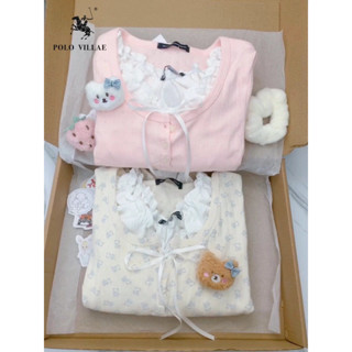 (SẴN trắng L + có ảnh thật) Áo mỏng dài tay style coquette dễ thương màu baby