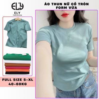 Áo thun nữ ELY trơn cổ tròn cộc tay dáng vừa basic cao cấp áo phông trơn nữ cotton chất đẹp ELY207
