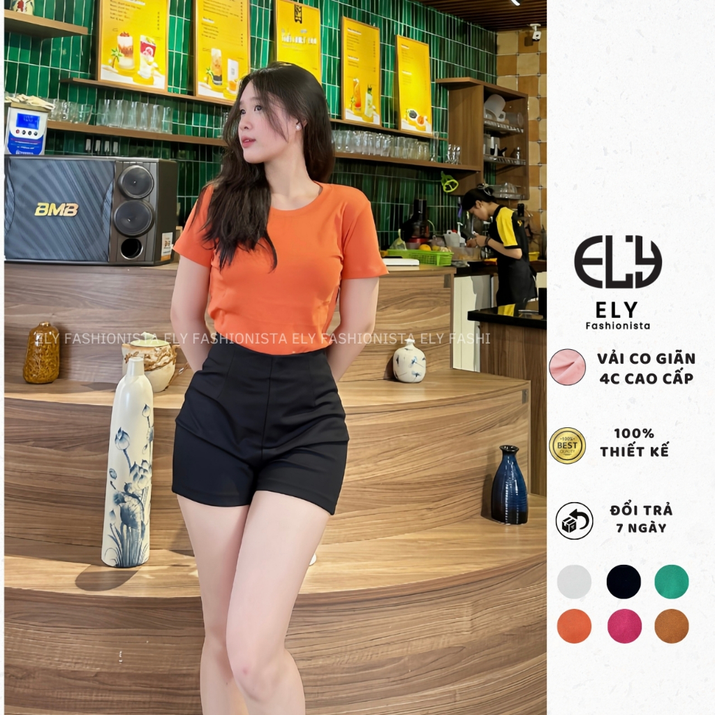 Áo thun nữ ELY trơn cổ tròn cộc tay dáng vừa basic cao cấp áo phông trơn nữ cotton chất đẹp ELY207 | BigBuy360 - bigbuy360.vn