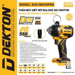 Máy Siết Bulong Dekton 550Nm / D20-IW550PRO / Brushless / 4 Cấp Tốc Độ / 5 Mode Làm Việc / Chân DEWALT