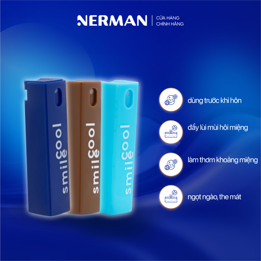 Xịt thơm miệng Spray & Kiss Nerman vị kẹo hoa quả bạc hà the mát cho nam nữ chai 10ml
