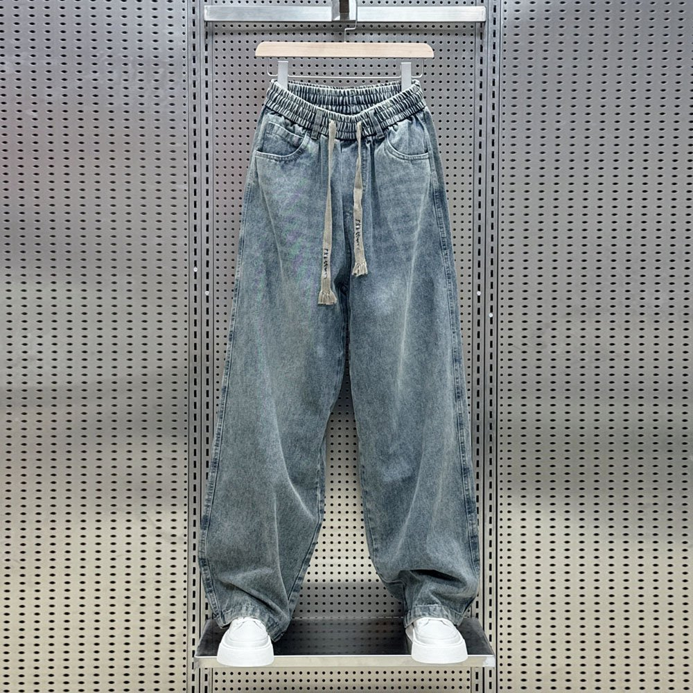 Quần jean nam nữ ống rộng cạp chun Unisex Quần jean ống rộng suông nam nữ phong cách hàn quốc