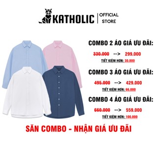 [Deal Sốc] ComBo Ưu Đãi Áo Sơ Mi Trơn Tay Dài Nam Nữ Hàn Quốc Local Brand KATHOLIC Chất Liệu Oxford Form Rộng KAT019