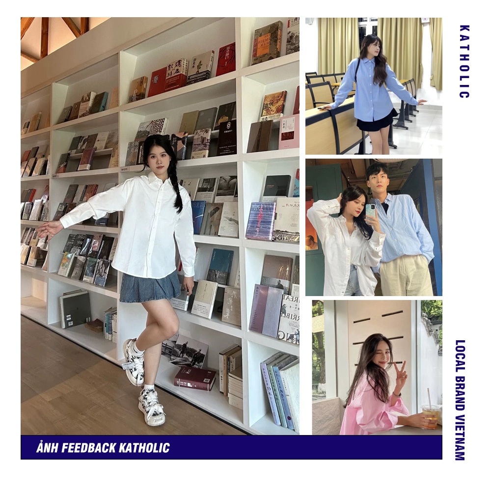 [Deal Sốc] ComBo Ưu Đãi Áo Sơ Mi Trơn Tay Dài Nam Nữ Hàn Quốc Local Brand KATHOLIC Chất Liệu Oxford Form Rộng KAT019 | BigBuy360 - bigbuy360.vn