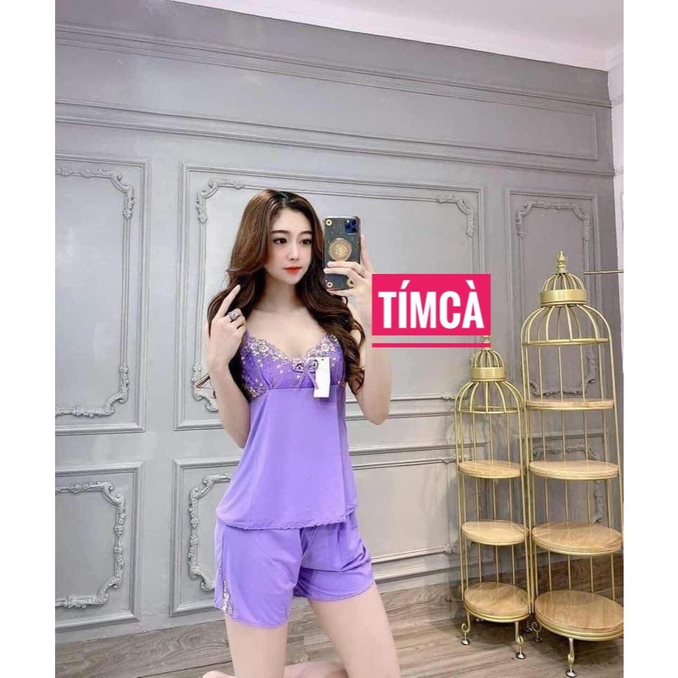 Đồ bộ ngủ thun lạnh kiểu dây phối ren ngực