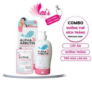 Combo Sữa Dưỡng Thể Alpha Arbutin Precious Skin 500ml + Viên Kích Trắng Thái Lan - Lai's Store