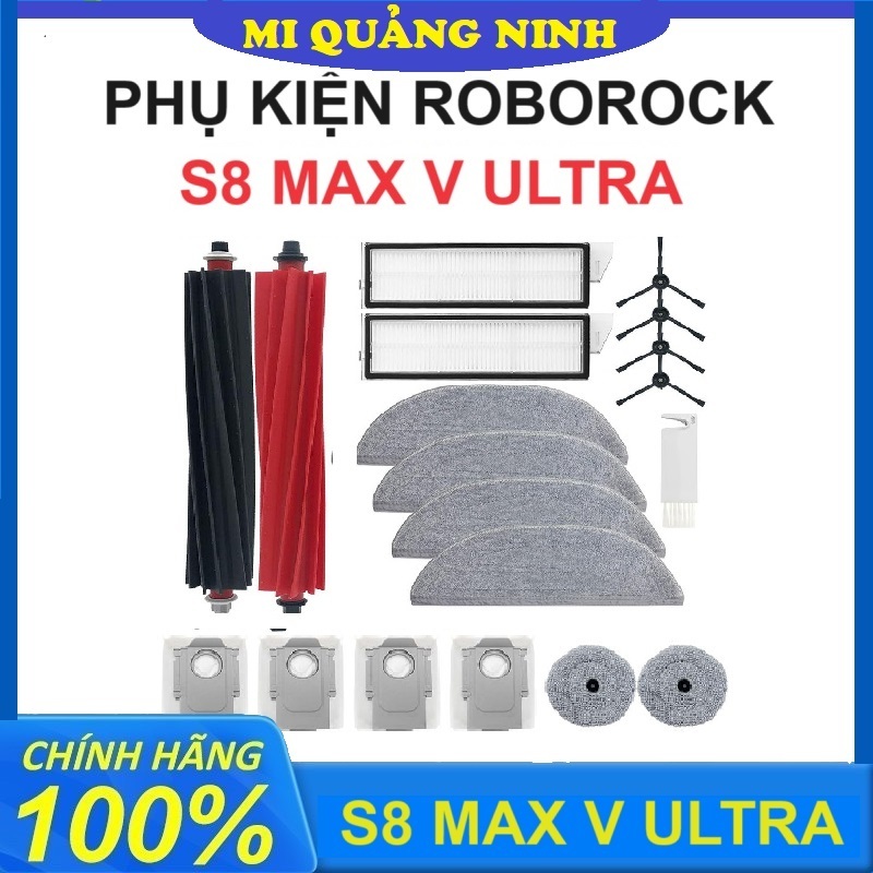 Phụ kiện Robot hút bụi Roborock S8 Max V Ultra  - Chổi chính, Lọc hepa, Chổi cạnh, Khăn lau, Túi đựng rác