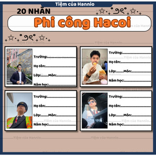 20 Nhãn vở in hình Phi công Hacoi kích thước 7.4x4.2cm