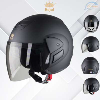 MŨ BẢO HIỂM TRÙM ĐẦU KÍNH CHỐNG CHÓI LÓA ROYAL M01 - Màu Đen Nhám - Vòng đầu 57-59cm - Bảo Hành 12 Tháng