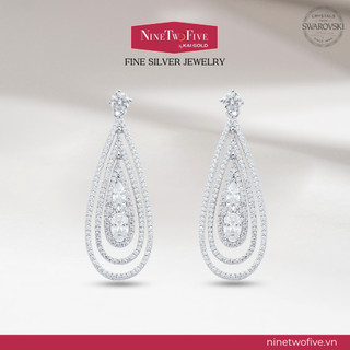 Bông tai nữ pave' dangle nine two five đính đá swarovski doanh nhân - e-db3012