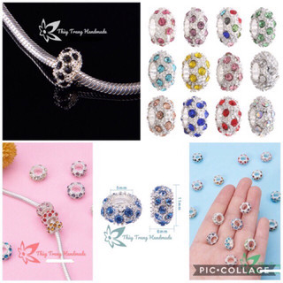Charm hợp kim đính đá lỗ to mix vòng pan, trang sức handmade
