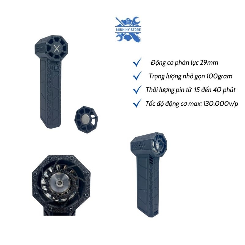Quạt phản lực jetfan mini 130.000 Vòng/phút nâng cấp pin