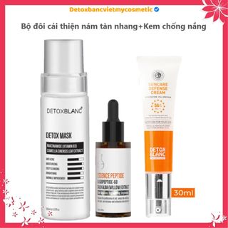 Combo thải độc cải thiện nám tàn nhang và kem chống nắng phổ rộng Detoxblanc