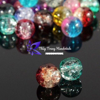 Set 10 viên đá thuỷ tinh bọt tuyết lộn xộn nhiều màu size 8mm, 10mm lộn xộn nhiều màu