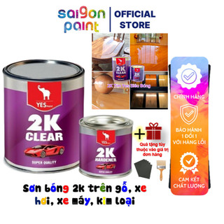 Sơn Bóng 2K Phủ Gỗ, Kim Loại, Sơn Phủ Bóng Xe Ô Tô, Xe Máy 2K Yes Tím Bộ 1Kg - Dolphinpaint.vn