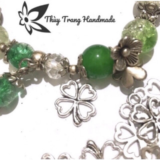 1 Mặt Charm Cỏ 4 lá rỗng may mắn trang trí vòng tay, trang sức handmade