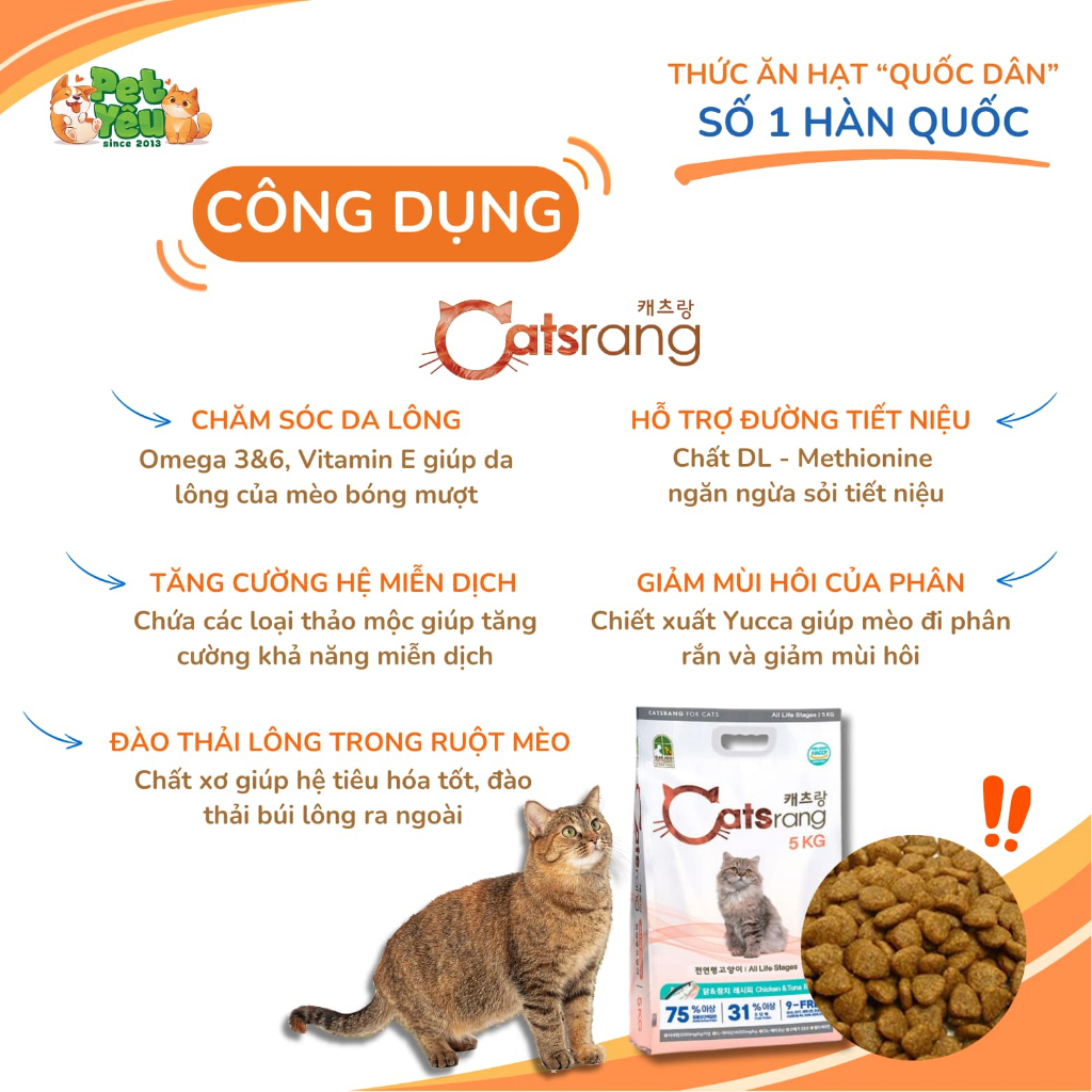THỨC ĂN HẠT CHO MÈO MỌI LỨA TUỔI CATSRANG 5KG