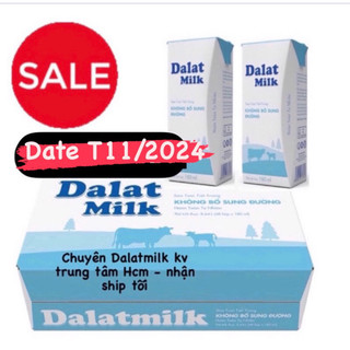 Sữa tiệt trùng dalatmilk không đường hộp 180ml date 12/2024