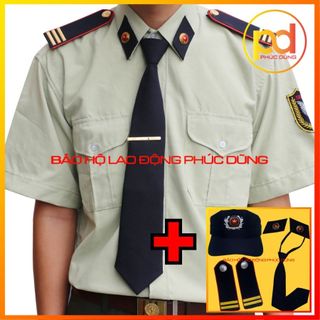 Áo đồng phục bảo vệ ngắn tay đẹp chuyên nghiệp - ĐI KÈM TRỌN BỘ PHỤ KIỆN - Màu xanh đậu non giá rẻ thấm hú