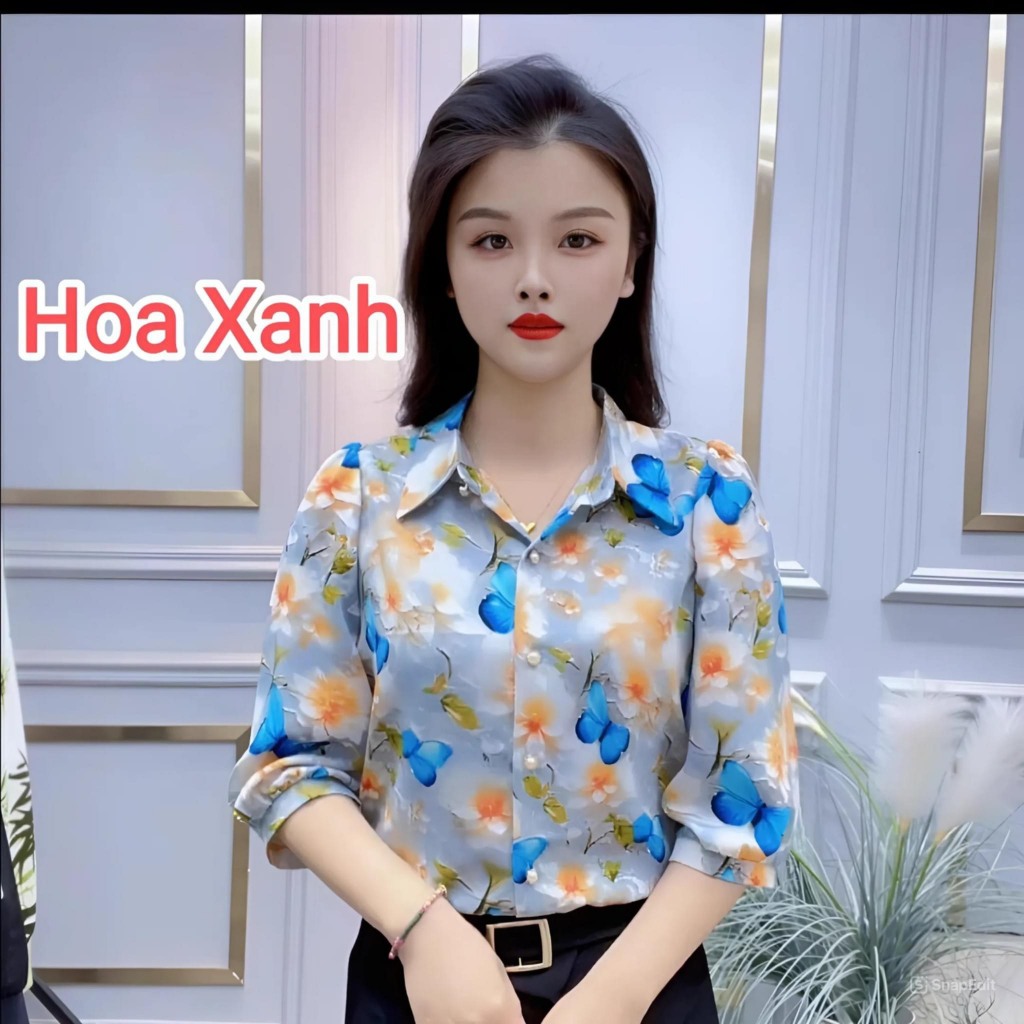 Áo sơ mi công sở họa tiết đẹp, chất liệu Lụa Latin mỏng nhẹ, mềm mịn, thoáng mát, kiểu dáng sang trọng
