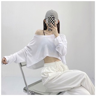  Áo thun trễ vai phong cách Hàn Quốc form thụng hàng cao cấp 