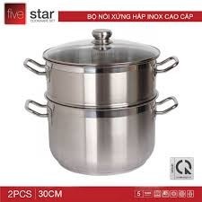 Bộ Nồi Xửng Hấp Inox 3 Đáy Fivestar 32cm-vung inox,Nồi nấu xôi,hấp bánh,tốt,giá rẻ,BH 60t-Chính Hãng