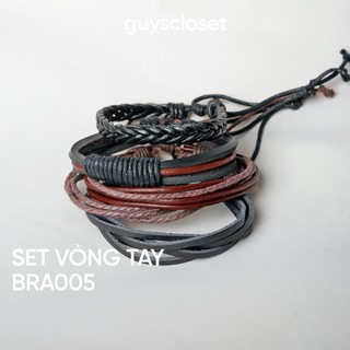 Set 4 chiếc vòng tay unisex nam nữ dây đan vintage chất liệu cói/da lộn - Set 5 BRA005 - GUY's Closet