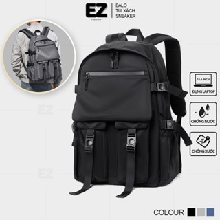 Balo đi học nam nữ basic BLT04 vải Oxford chống thấm nước, Balo đen đi học unisex thời trang đựng laptop 15.6 inch đẹp